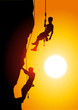 Climbing at sunset