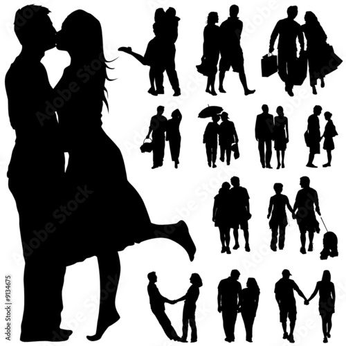 couple kissing silhouette image. couple people vector