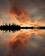 Sydney skyline at sunset with beautiful sky illustration