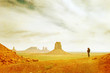 Grunge image of Monument Valley landscape.