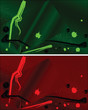 Two abstract grunge backgrounds, green and red