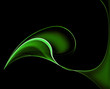Abstract illustration, green  leaf on black background