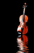 old wooden violin reflecting in water waves old wooden violin reflecting in water waves