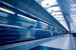 Train on platform in subway and people crowd