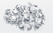 3d rendering diamonds on a white reflective floor