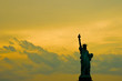 lady liberty on a foggy sunset lady liberty on a foggy sunset