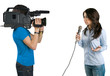 TV reporter , isolated on white background