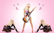 beautiful girl with a guitar on a scene