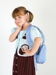pretty school girl  looking worried
