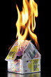 House of Euro notes burning