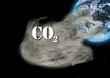 Carbon dioxide emissions and globe, digital composite