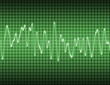large image of an electronic sine sound or audio wave in green