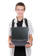 happy teenager preparing to school