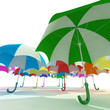 Colorful umbrellas on  white background