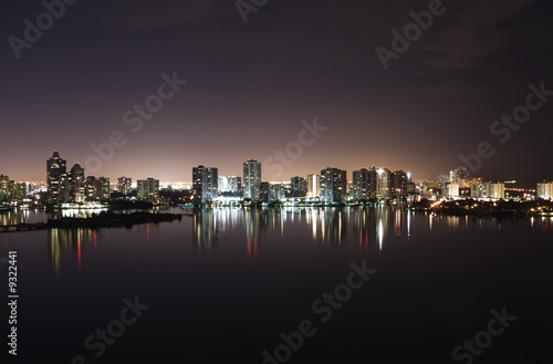 Night view on Aventura from Sunny Isles Beach over Intercoastal