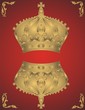 Golden crown on red background