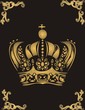 Golden crown on black background