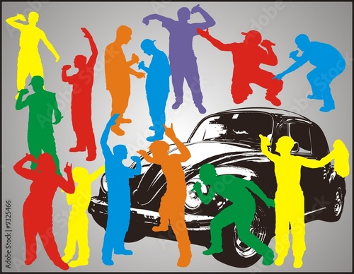 Illustration: Rap boys and car Rap boys and car