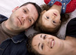 Happy family portrait where they look happy