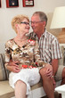 Happy romantic seniors at home