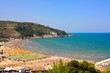 A view of the beaches in Peschici, village in Apulia, Italy