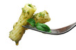 Typical italian pasta, with visible oil drop falling Typical italian pasta, with visible oil drop falling