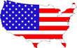 bright vector illustration of American flag on country map bright vector illustration of American flag on country map