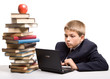 The boy and books. "Back to school" concept.
