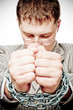 Foto: businessman with chain on hands, conceptual photography businessman with chain on hands, conceptual photography