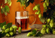 Mug of beer with hops in retro style