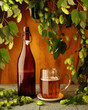 Still life with beer and hops in retro style