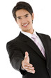 Business man extending his hand offering to close