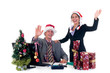 Christmas in the office, businessman and businesswoman Christmas in the office, businessman and businesswoman