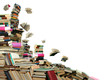 This is books scramble. Many books to scatter under sky.
