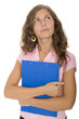 Young woman holding clipboard