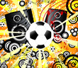 background with retro music, sunburst and football
