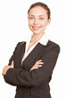 Portrait of young business woman on a white background