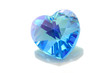 Blue love shape swarovski isolated on white background.
