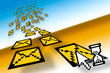 Illustration of a email envelope, spam and utility bills...