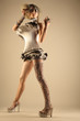fashion model in expression dress and hair
