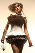 fashion model in expression dress and hair