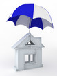 The house covered by a umbrella