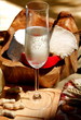 Glass of  champaign and assorted cheeses for wine tasting