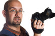 Young successful press photographer, paparazzi
