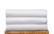 Fresh white Towels on Bamboo