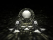 A three sparkling brilliant cut diamonds on dark background