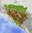 Bosnia and Herzegovina. Shaded relief map.