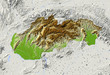 Slovakia. Shaded relief map.