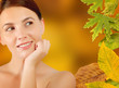 close -up of woman in autumn frame