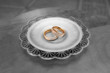 Black and white photo. Color gold rinds